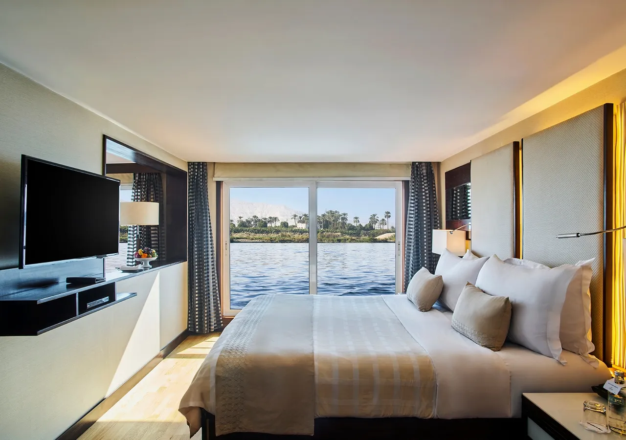 Cabin aboard the The Oberoi Philae, Luxury Nile Cruiser Nile cruise